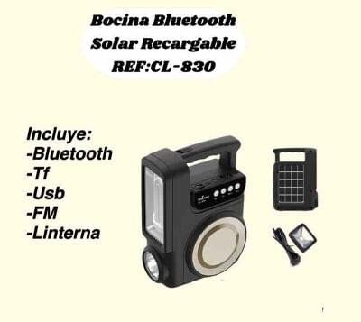 Bocina Bluetooth con panel solar